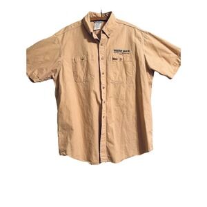 Carhartt‎ Shirt Men XL Khaki Rugged Flex Professional Work Wear Embroidered